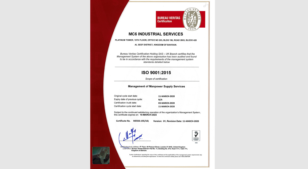 ISO 9001:2015 Management Manpower Supplies Services